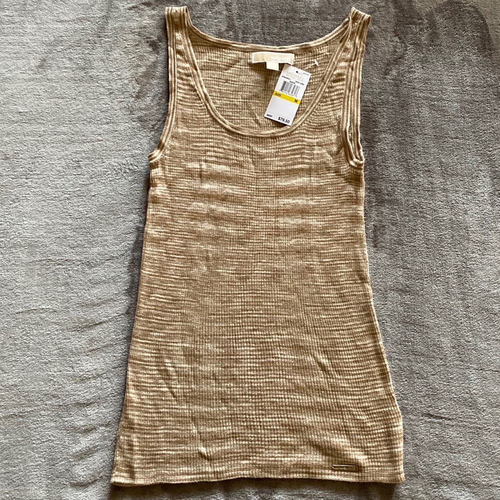 NWT Michael Kors Tan and white tank top